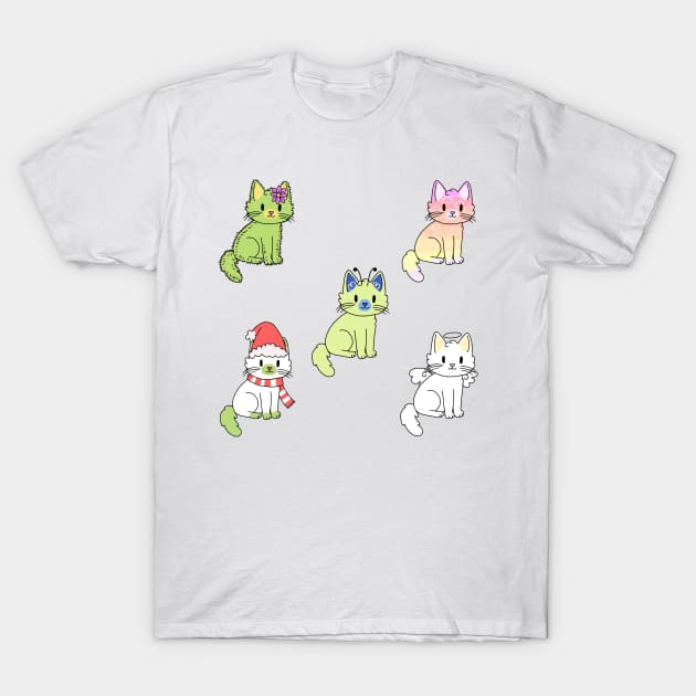 Kitties Sticker Pack 5 T-Shirt by casserolestan